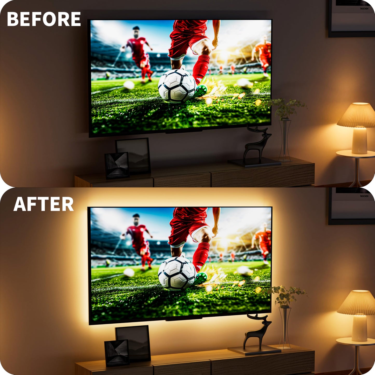 PAUTIX COB LED Strip Lights 5V USB Powered Dotless Super Bright Dimmable LED Lights 3000K Warm White 6.56ft TV Backlights,Flexible 3M Adhesive Under