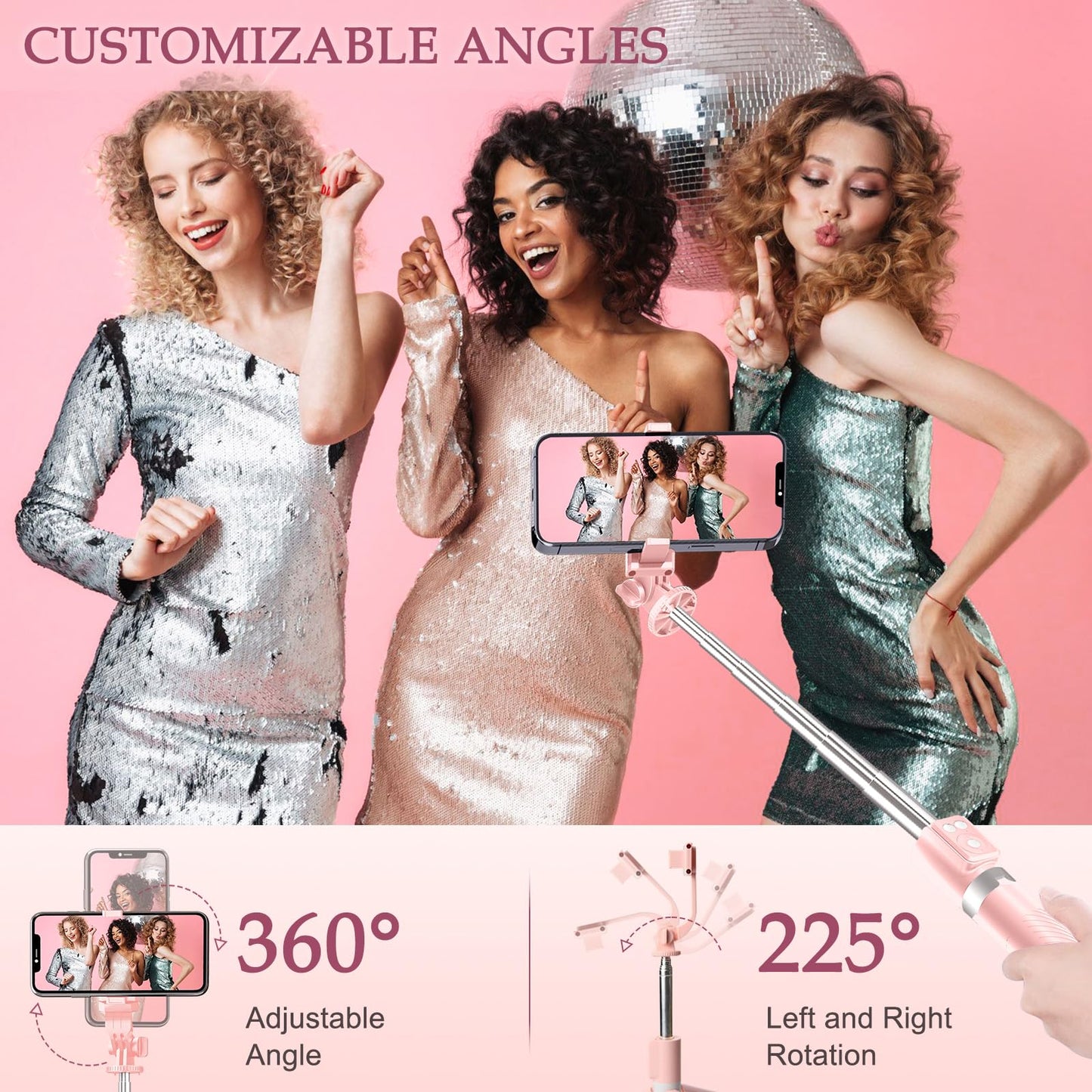 Selfie Stick Tripod with Fill Light, Phone Selfie Stick,Durable Stainless Steel Design,Bluetooth Remote Control,and Stable Three-Legged Support