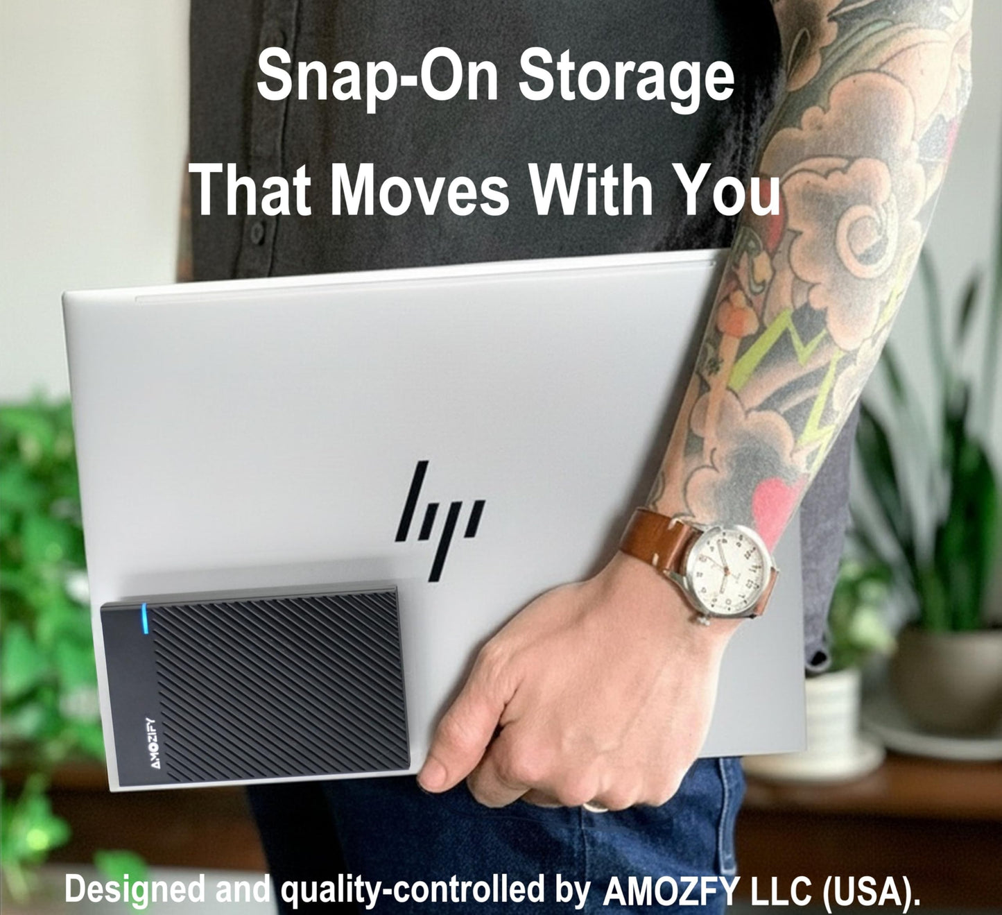 AMOZIFY® Magnetic External SSD Enclosure, Stick-On Laptop 2.5 SATA SSD Case, Tool-Free USB-C 3.1 Gen 2, Hard Drive Enclosure, 6Gbps, UASP for MacBook