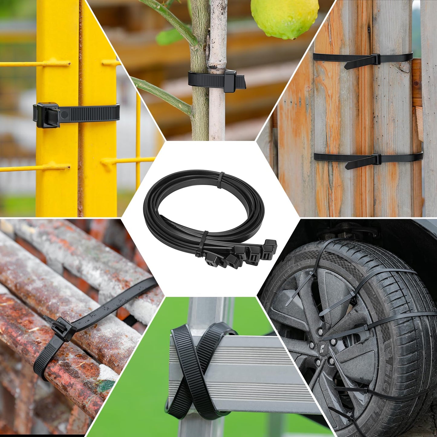 Long Zip Ties Heavy Duty 24 inch?400 LBS Tensile Strength With Double Sided Toothed Super Durable Cable Ties ?Extra Large Wire Ties Adjustable Nylon