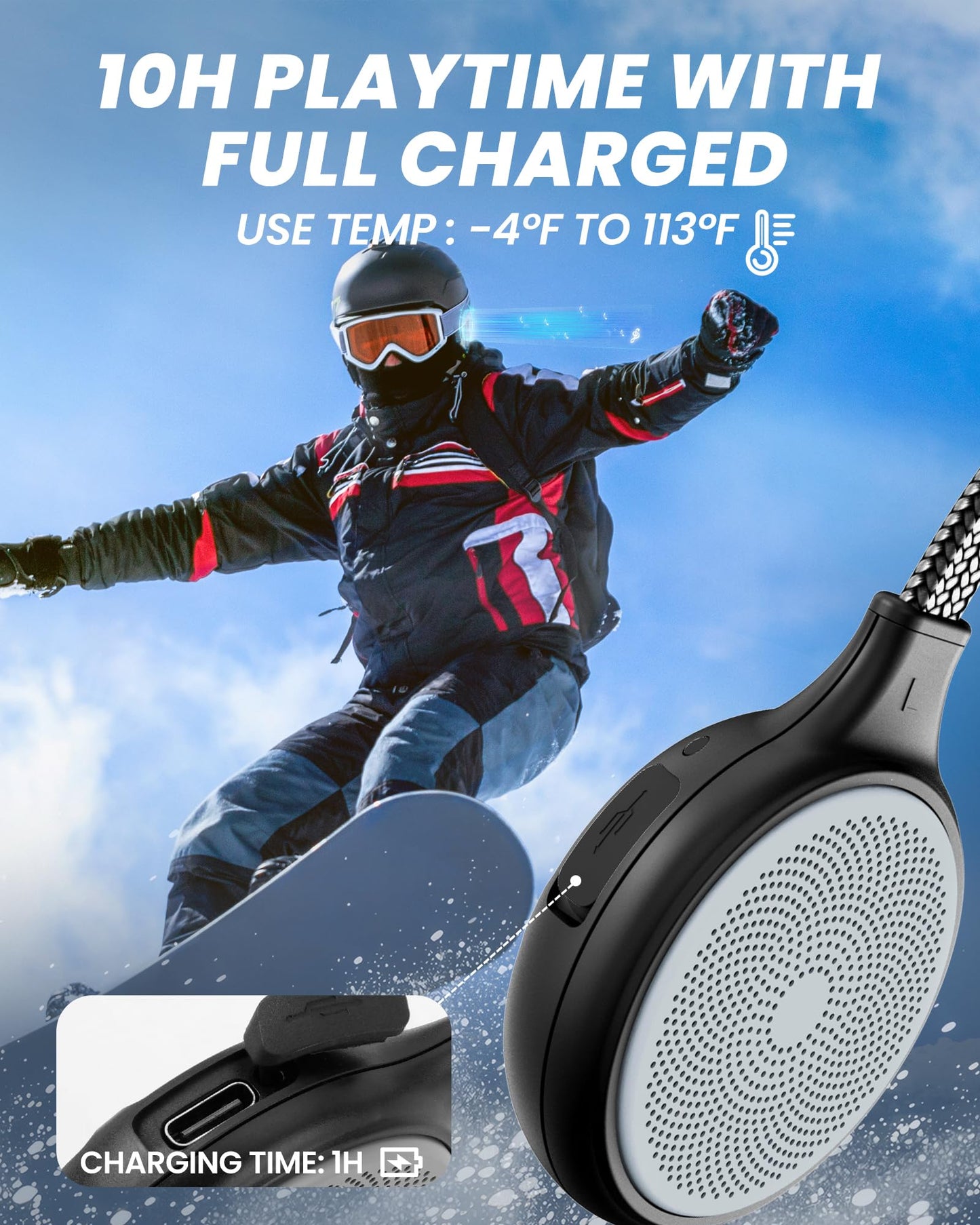 OutdoorMaster Wireless Bluetooth 5.3 Ski Helmet Drop-in Headphones HD Speaker Chip Compatible with Audio-Ready Helmet with Built-in Mic…