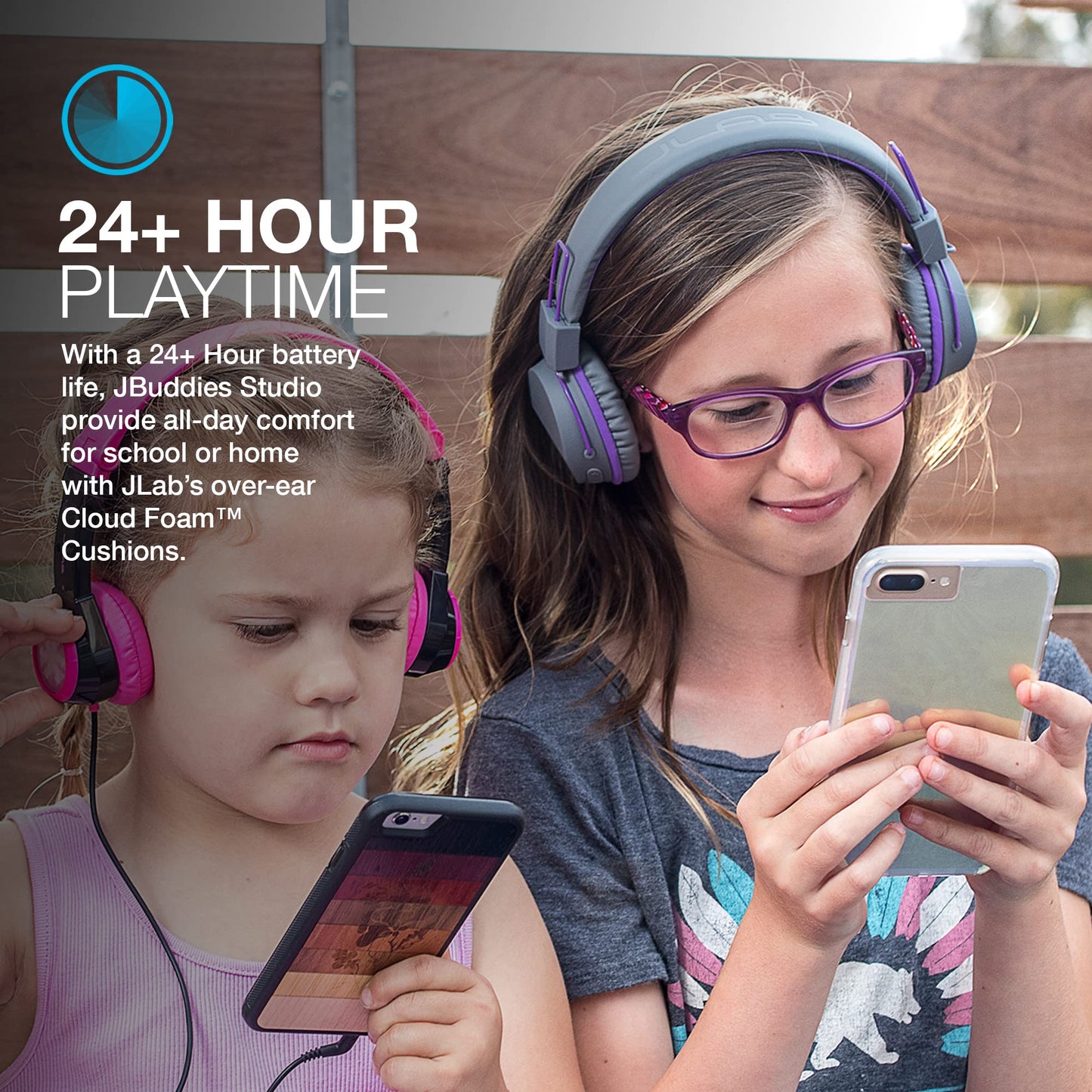 JLab Audio JBuddies Studio Bluetooth On-Ear Kids Headphones, 13 Hour Battery Life, Studio Volume Safe, Volume Limiter, Folding, Adjustable, Noise…