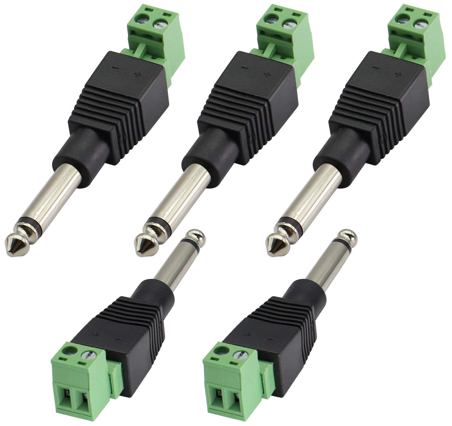 AAOTOKK 6.35mm Screw Terminal Block Connector 6.35mm (1/4") TS Mono Male to 2 Pin/Way Female Bolt Screw Terminals Pluggable AUX Audio