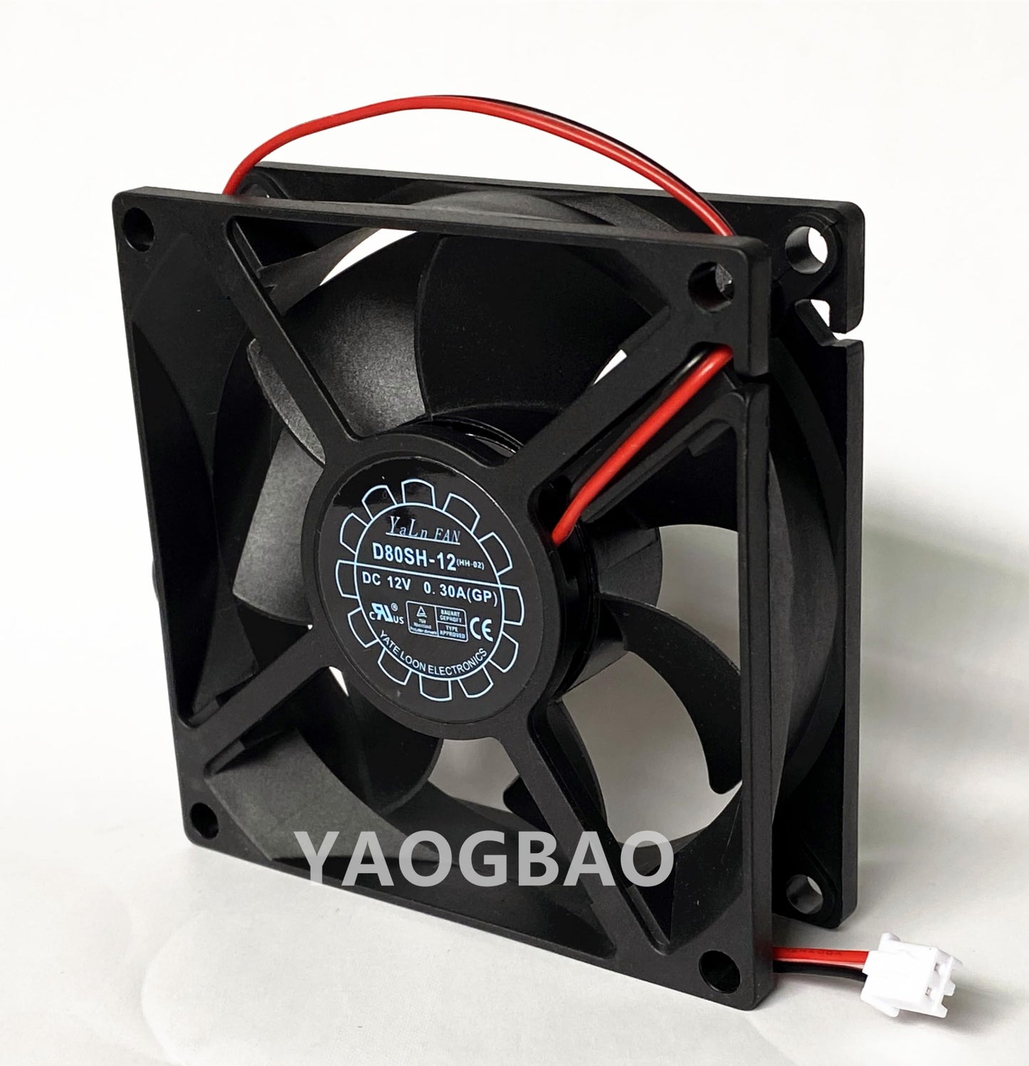 D80SH-12 DC12V 0.30A 8CM 8025 Cooling Fan for YAOGBAO D80SH-12 (GP) 2-Wire Power Supply Chassis Cooling Fan