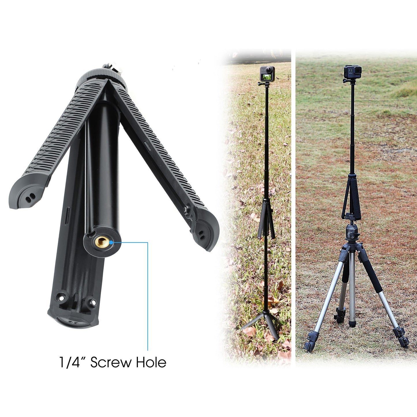 SOONSUN Waterproof Selfie Stick Extension Pole Tripod Stand Hand Grip for GoPro Hero 13, 12, 11, 10, 9, 8, 7, 6, 5, 4, 3, 2, Session, Fusion, SJCAM