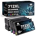 712XL Ink Cartridges Compatible Replacement for HP 712XL 712 Ink Cartridges Combo Pack Works with HP DesignJet T210 T230 T630 T650 Studio Plotter
