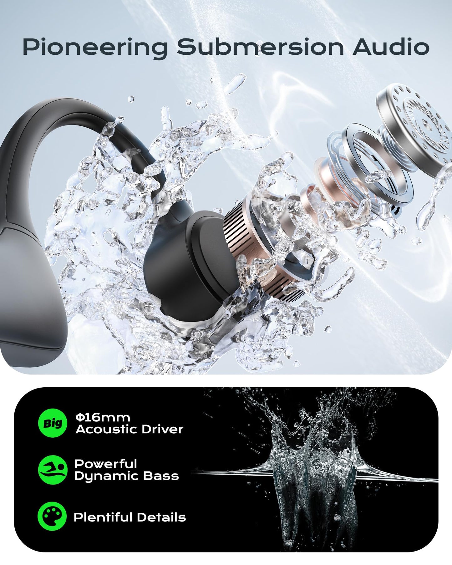 DEMICEA Open Ear Sport Headphones, Wireless Bone Conduction Earphones, Built-in 32GB MP3,with Mic, IP68, Sweat & Water Resistant, Up to 8 Hours…