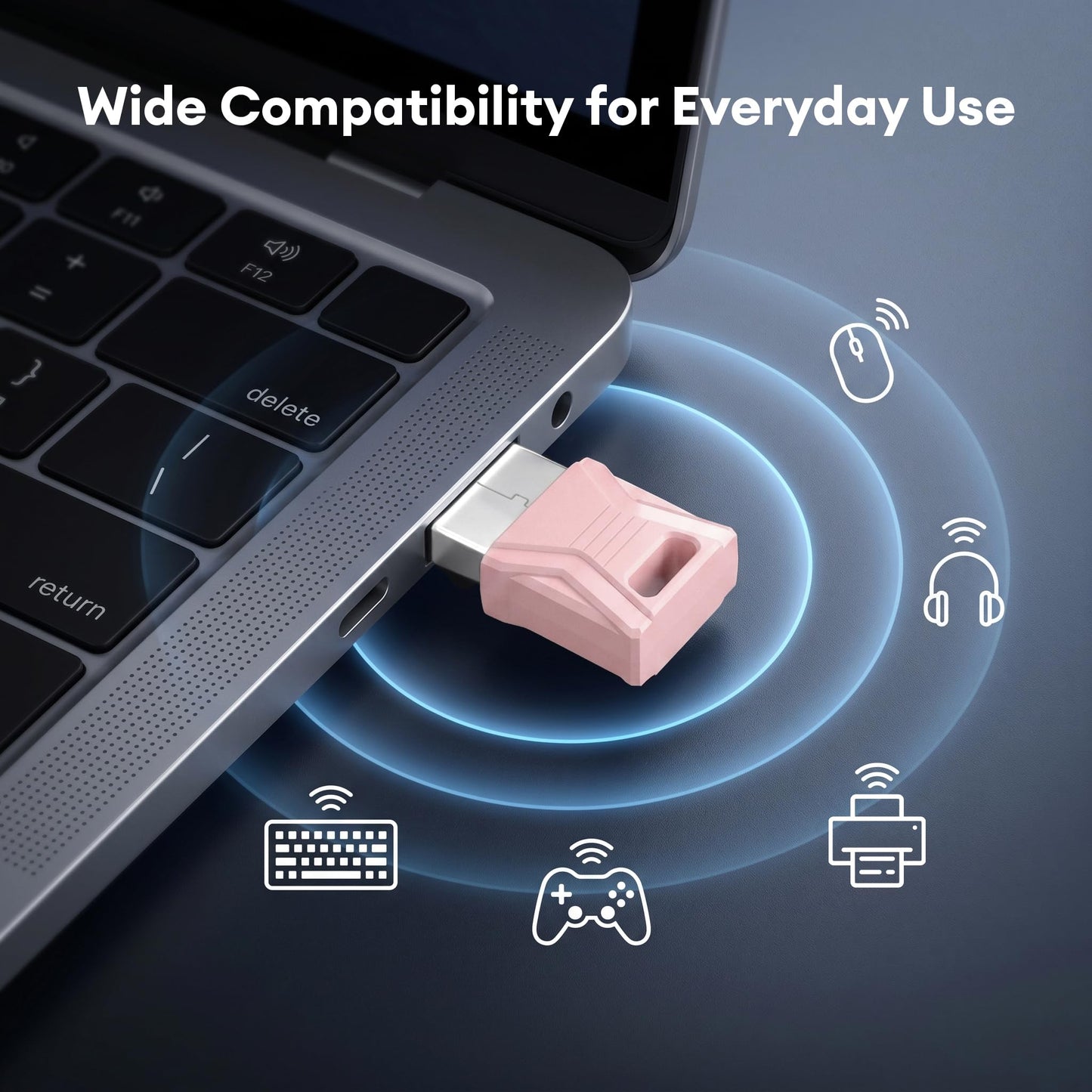 Molltto Pink USB Bluetooth Adapter for PC, Bluetooth 5.3 USB Dongle