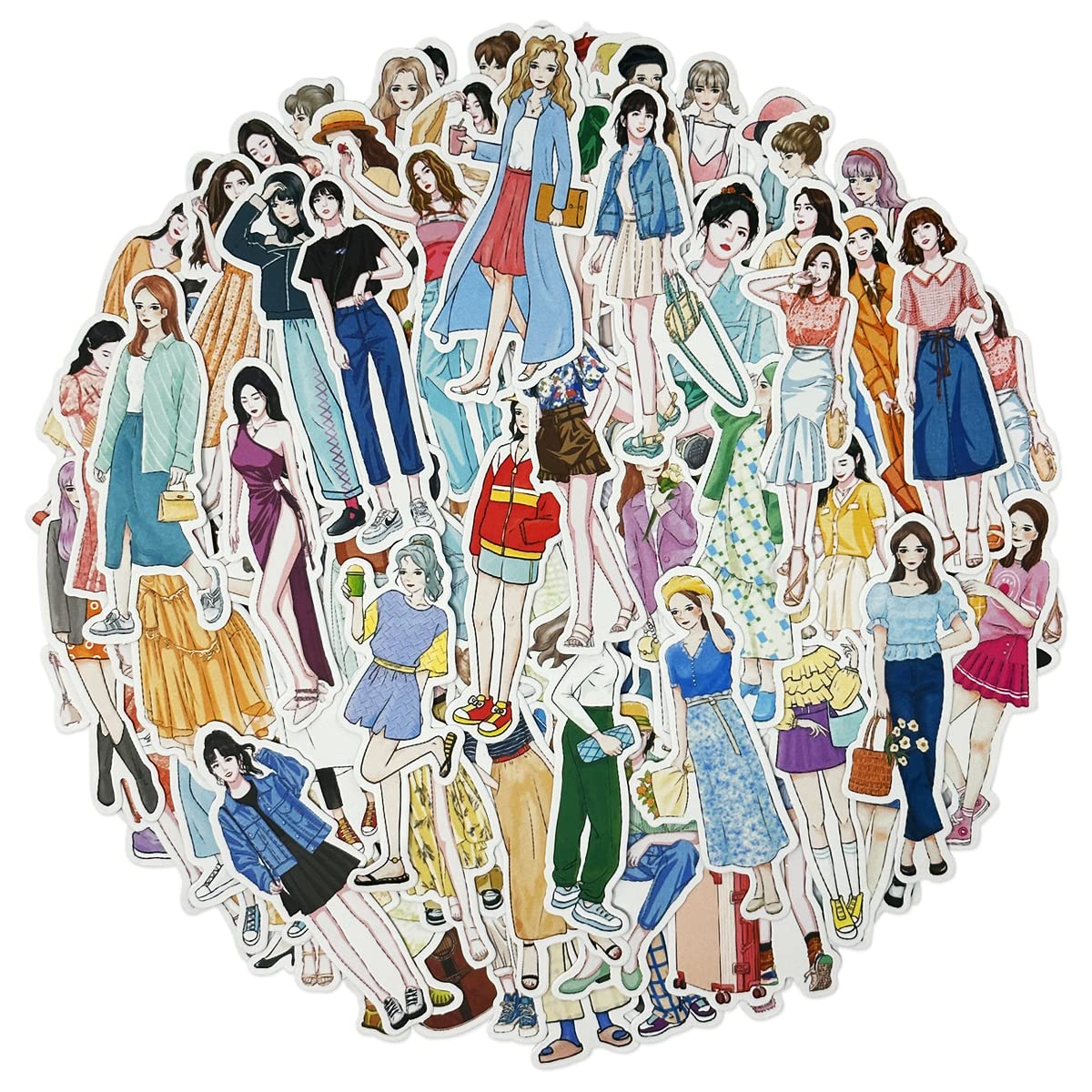 allydrew Fashion Women People Vinyl Stickers for Scrapbooking, Journaling, Water Bottles, 100pcs, Fashion Girls