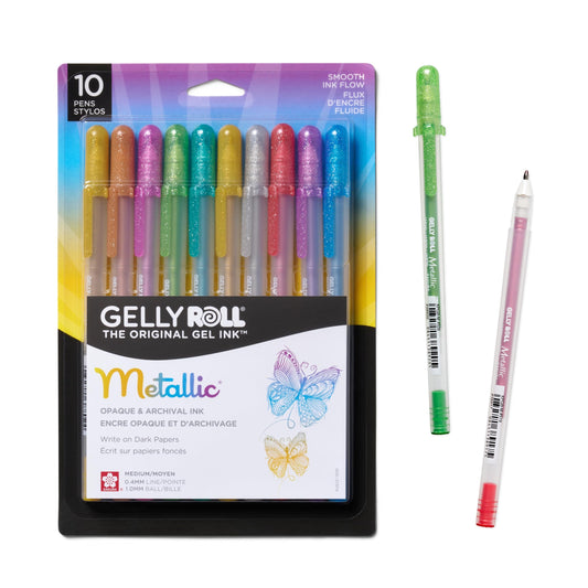 SAKURA Gelly Roll Metallic Gel Pens - Pens For Scrapbook, Journals or Drawing - Art Gifts, Holiday Gifts & DIY Projects - Colored Metallic Ink
