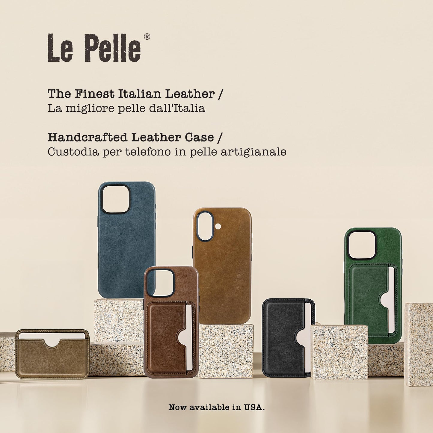 Le Pelle - Handcrafted Italian Leather Card Wallet - [Compatible with MagSafe] - [Slim and Strong Magnetic] - [2-Card Holder] - for iPhone