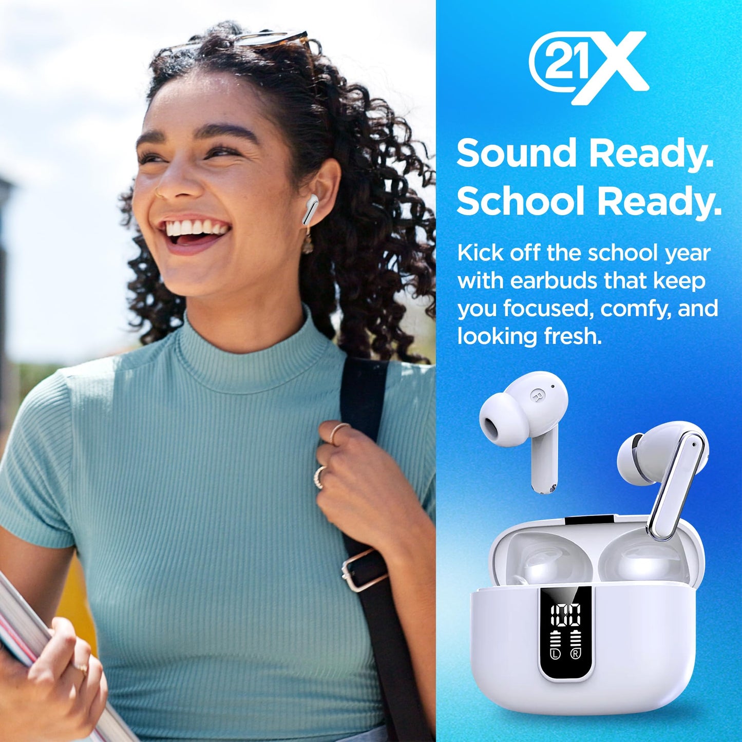 Bluetooth Earbuds with ANC, HiFi Sound, 20H Playback, LED Display Case, BT 5.3, Touch Control, IPX4 Waterproof, True Wireless Earphones for TV, Phone