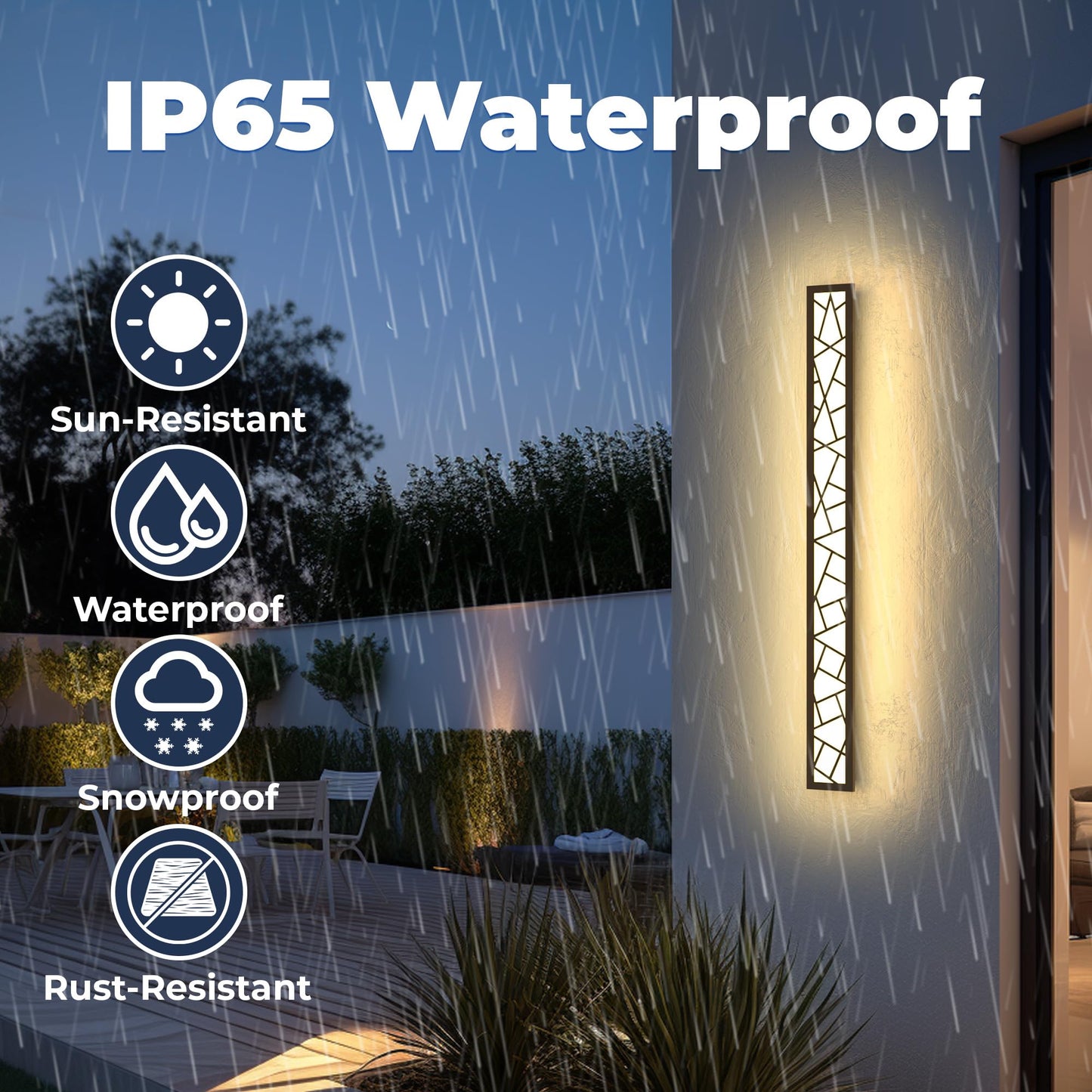 TRUWELLA Outdoor Wall Lights 31.5inch Modern Outdoor Wall Sconce LED Long Wall Sconces Black Front Porch Light Waterproof Led Wall Light IP67 3000K
