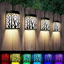 DenicMic Solar Wall Lights Outdoor Wall Sconce Fence Lighting for Patio Front Door Yard Deck Stair Led Forest Decorative Lamps, Waterproof, Warm White