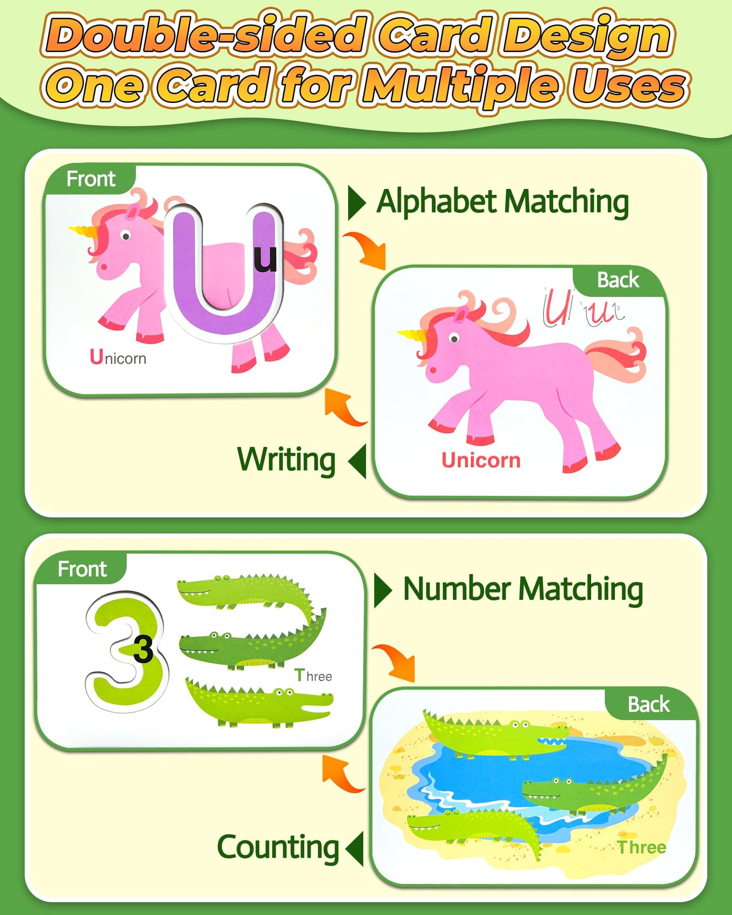 Gojmzo Alphabet Flash Cards – ABC Learning Toys with Wooden Letters, Number Blocks & Sight Words Matching Game for Toddlers & Preschool Kids Ages 3+