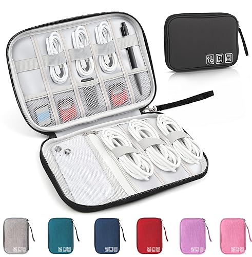YONSEN Travel Cable Organizer Bag, Electronics Organizer Tech Pouch with Double Layers for Cords, Chargers, Phone, Earphones, USBs, SD Cards - Travel