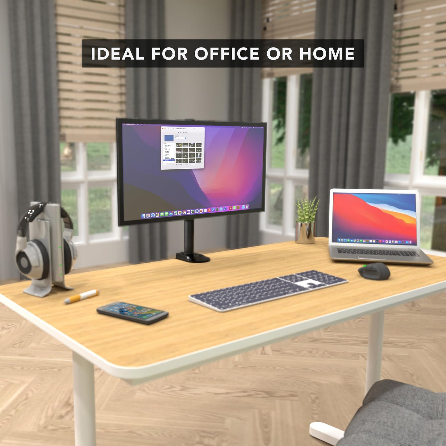 Mount-It! Single Monitor Desk Mount - Computer Screen Stand with Full Motion Adjustability - VESA Monitor Bracket Up to 32" 19.8 lbs - 360° Rotation