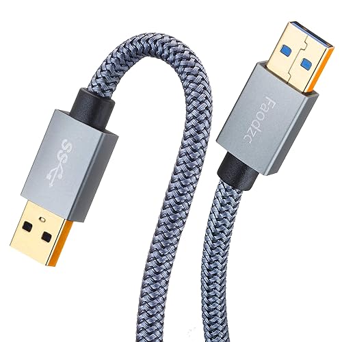 Faodzc USB 3.0 A Male to A Male Cable - 1 ft Nylon Braided Double End Cord Compatible with Hard Drive Enclosures, DVD Player, Laptop