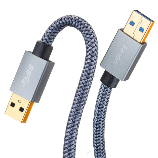 Faodzc USB 3.0 A Male to A Male Cable - 1 ft Nylon Braided Double End Cord Compatible with Hard Drive Enclosures, DVD Player, Laptop