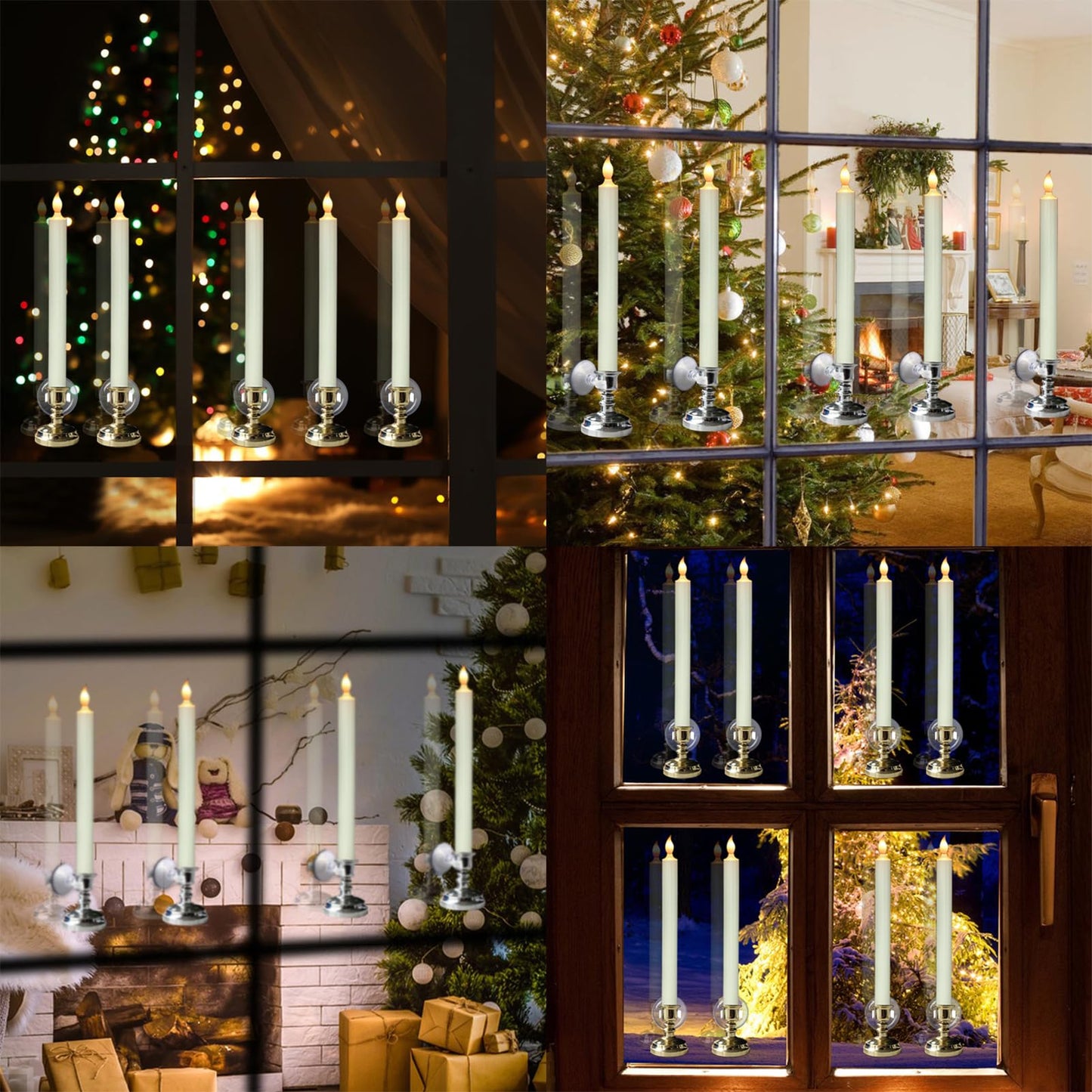 DRomance Flameless Window Candles with Remote and Timer, Battery Operated LED Taper Candles with Suction Cups Set of 6 Christmas Window Candle Holiday