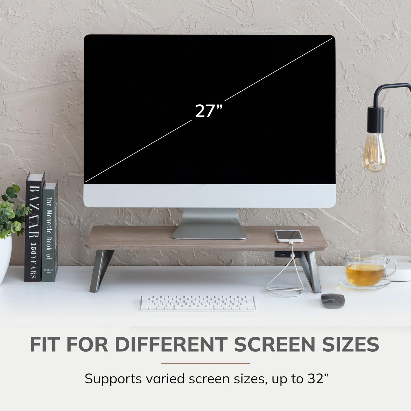 Anji Mountain Monitor Stand - Desktop Organizer & Laptop Riser, Ergonomic Monitor Riser, Space-Saving Monitor Stand for Desk, Durable Construction