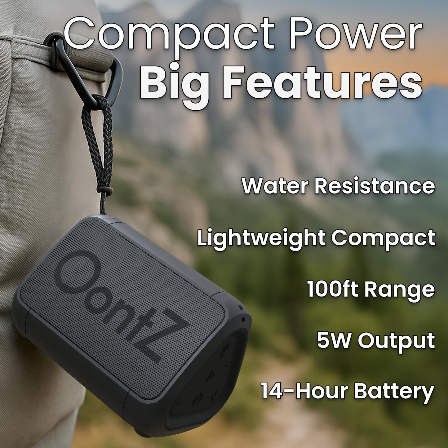 OontZ Solo Portable Bluetooth Speaker - Ultra Portable, 14 Hours of Playtime, 100ft Wireless Range, Waterproof, Budget-Friendly Speaker for Travel