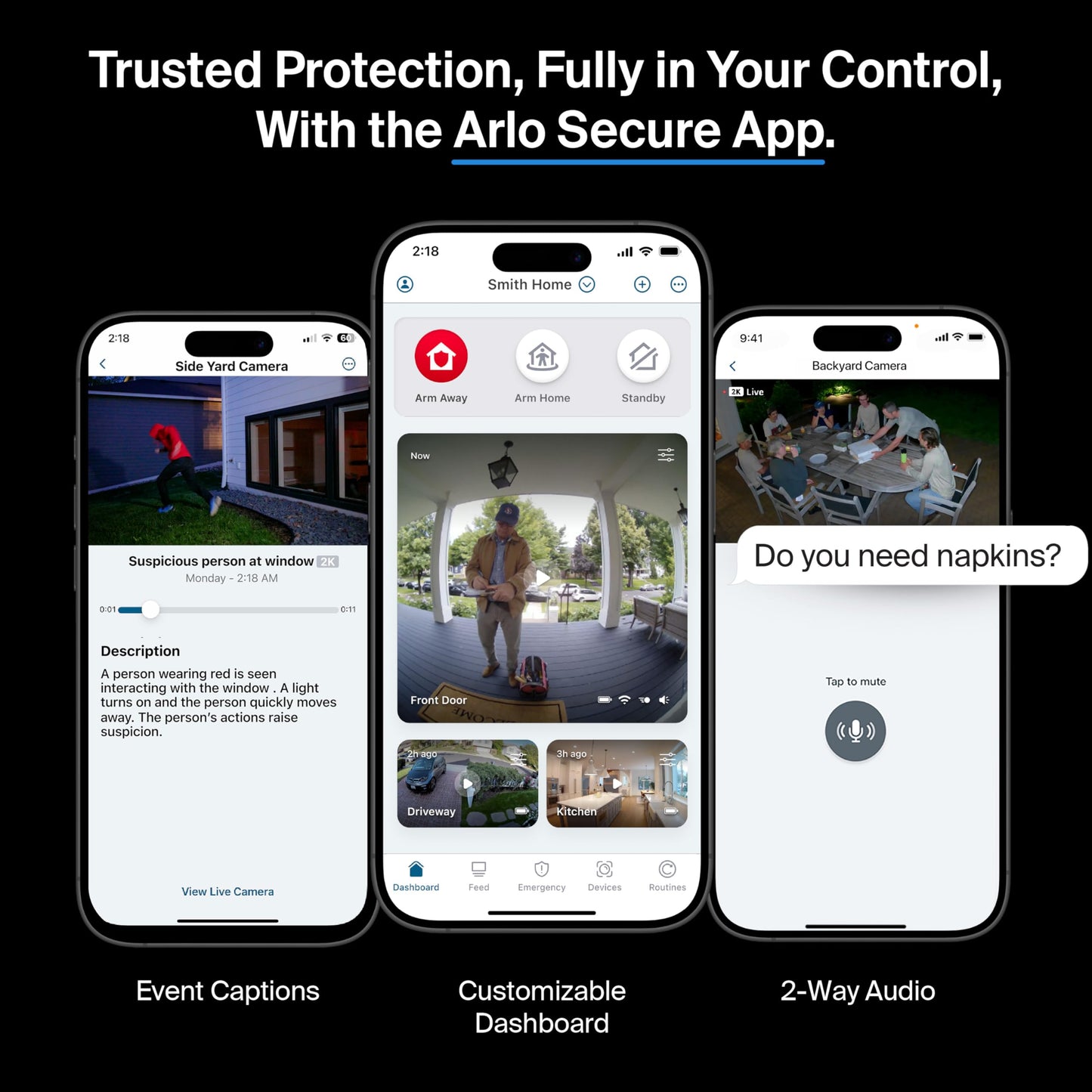 Arlo Pro 3 Wireless LED Floodlight Security Camera 2K HDR, 2000-3000 Lumens, Custom Detections, Emergency Response, Connects to Wi-Fi, Color Night