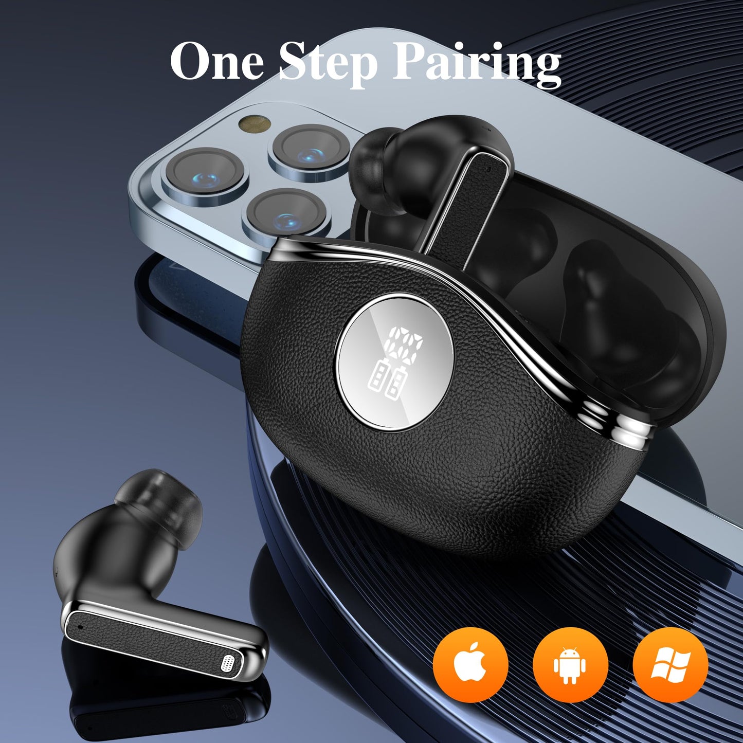 Wireless Earbuds, Bluetooth 5.4 Headphones Bass Stereo Sound, Earbuds Wireless Bluetooth with Noise Cancelling Mic, IP7 Waterproof Ear Buds, LED…