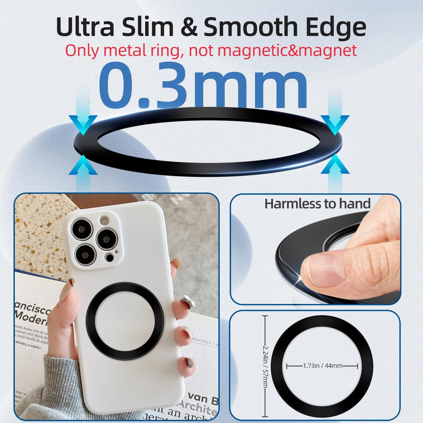 pop-tech for Magsafe Ring Sticker 2 Pack Ultra-Thin(0.3mm): Mag Safe Adapter for Pop Magnetic Socket Wallet Phone Grip Car Mount - Universal Adhesive
