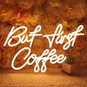 SYLHOME But First Coffee Led Neon Light Signs 5V Home Bedroom Kitchen Office Wall Decor Sign for Coffee Cafe Bar Party Living Room Sign Warm White USB