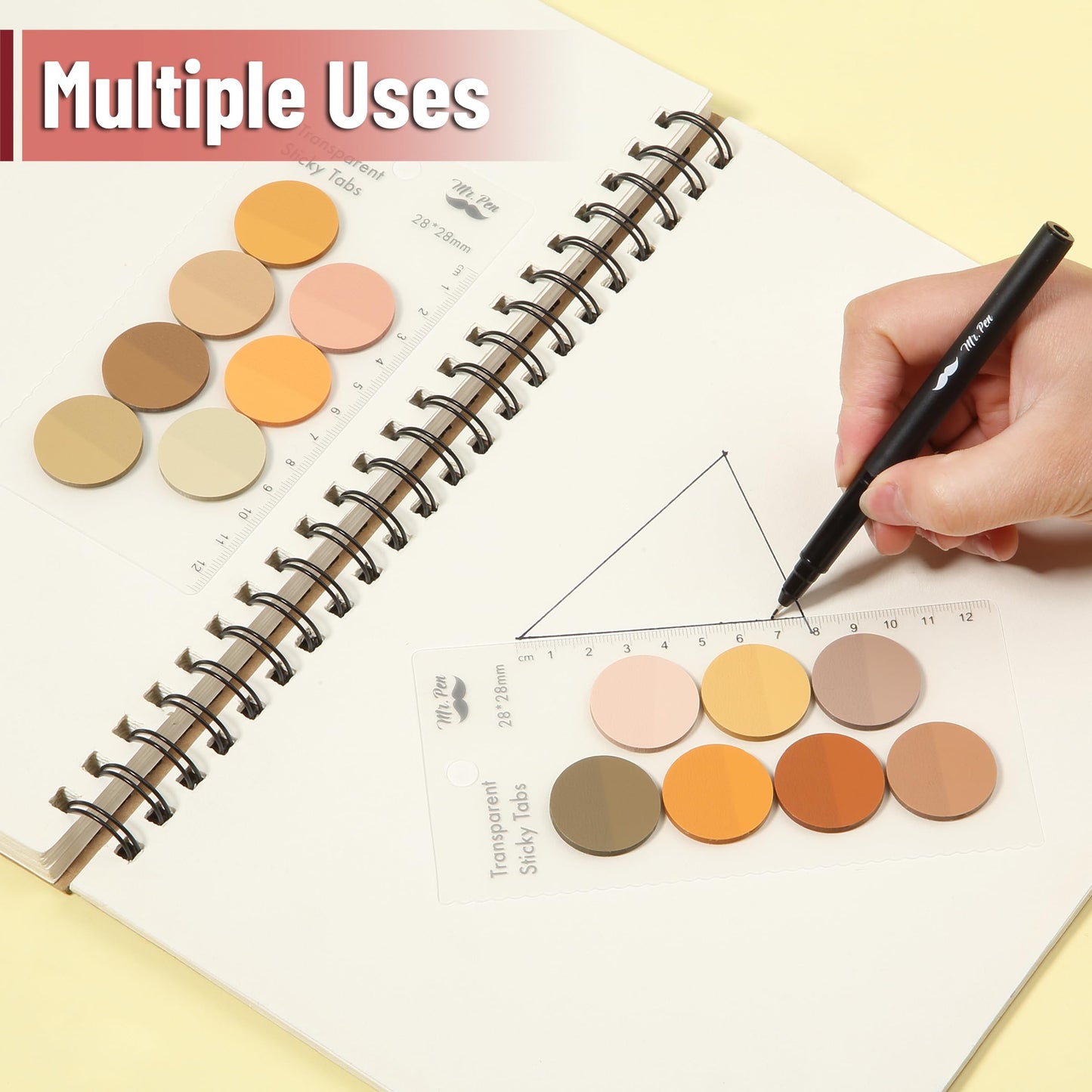 Mr. Pen- Round Transparent Sticky Notes, 1.1” Diameter, 14 Pads, 560 Sheets