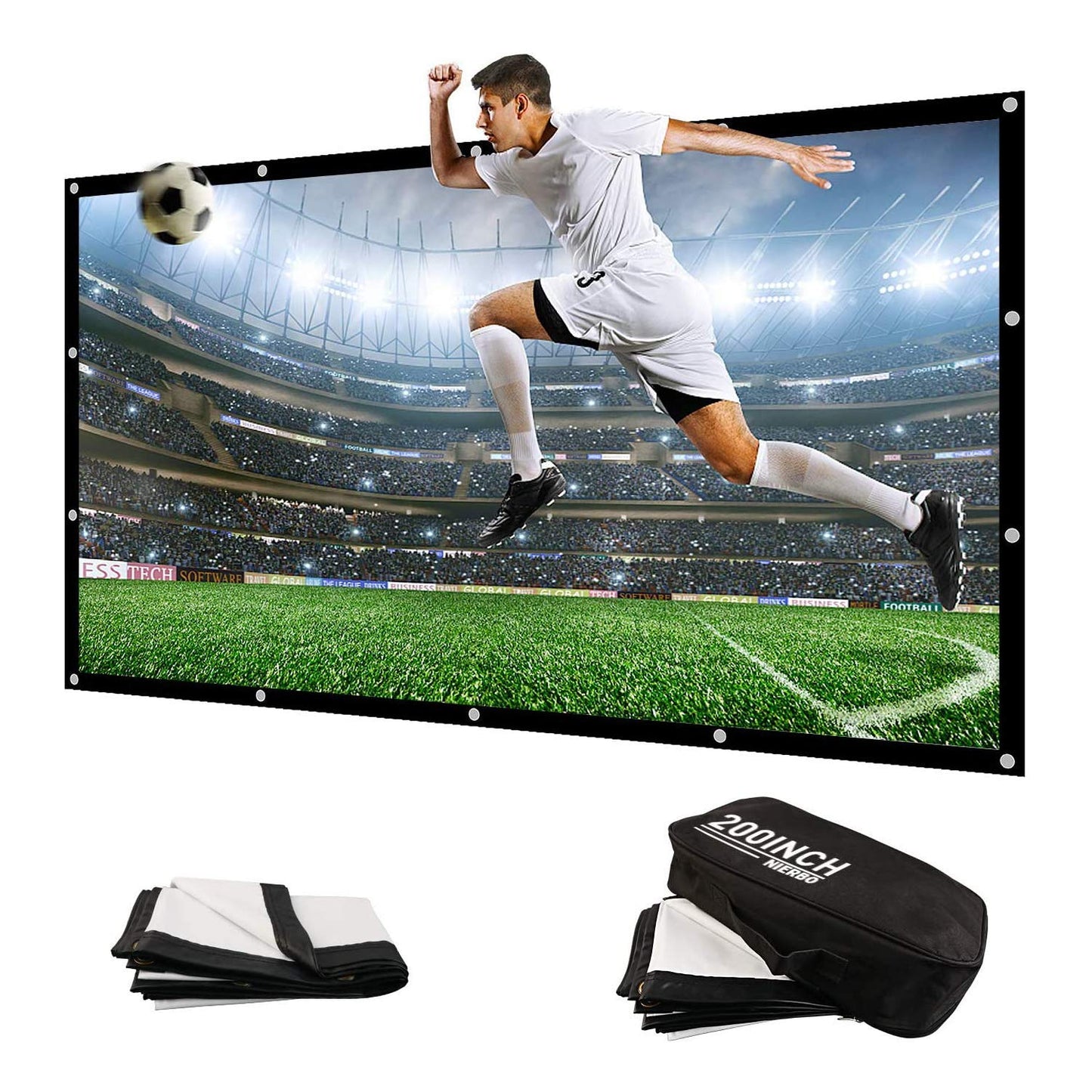 NIERBO 200 Inch Large Huge Projector Screen Big 16:9 3D Movie Screen of Thick Canvas Material Projection Screen HD for Outdoor Indoor Home Theater