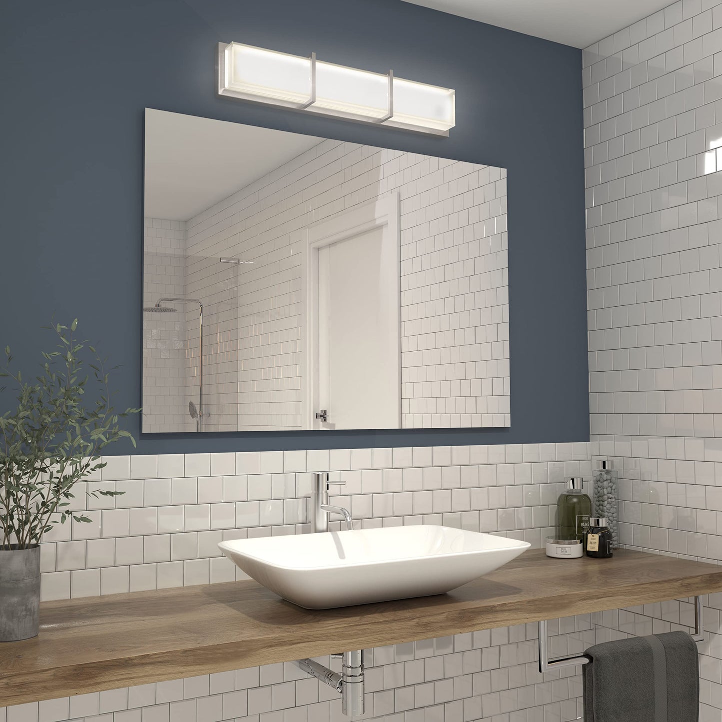artika Subway 29W LED Modern Bathroom Vanity Light Fixture, Brushed Nickel Finish Ideal for Bathroom - 1900 Lumens, 3000 Kelvin, Made of Steel, No