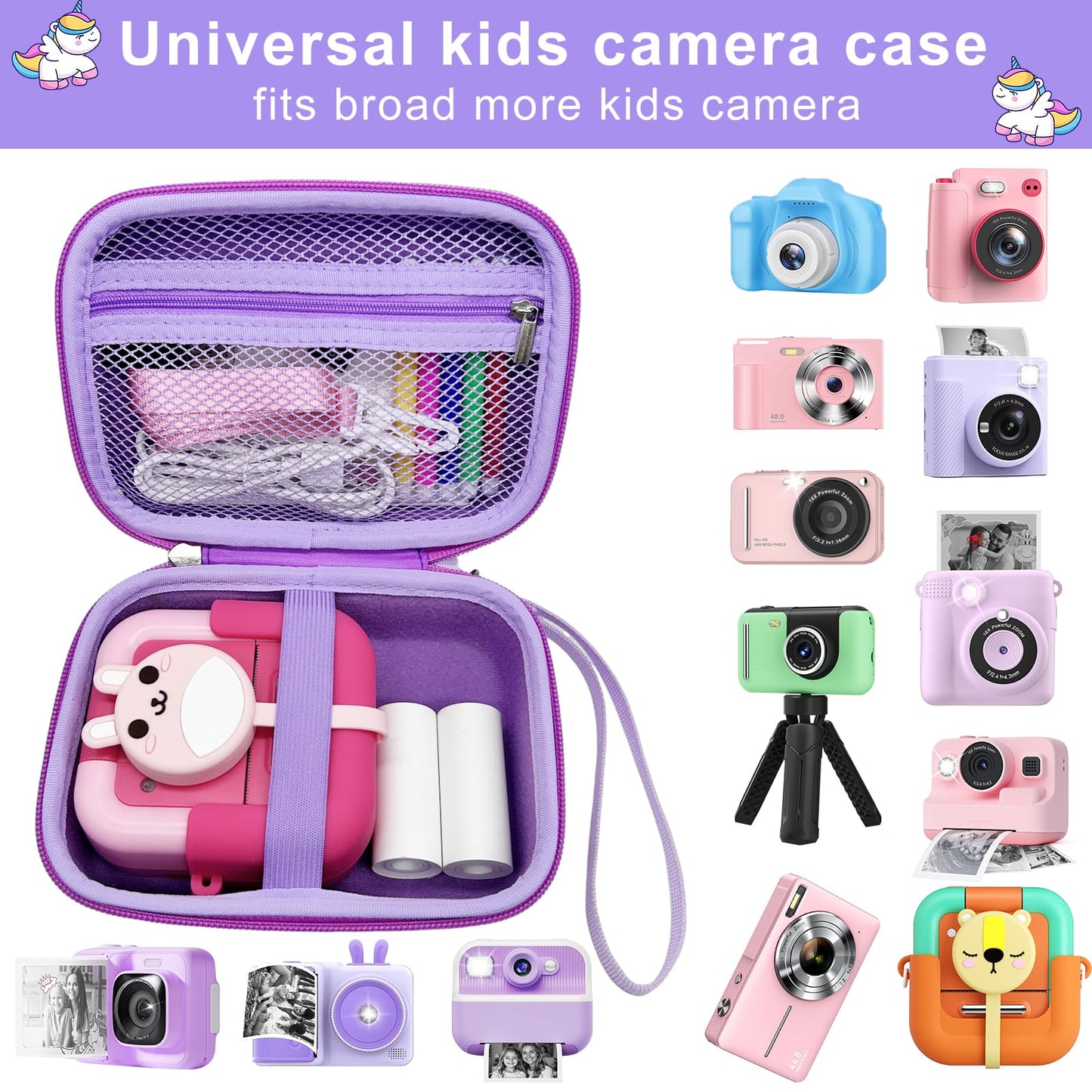 Makolle Kids Camera Case Compatible with Goopow/ESOXOFFORE Seckton/Dylanto/CIMELR Children Digital Video Camera Toys Holder for SD Card?Prints
