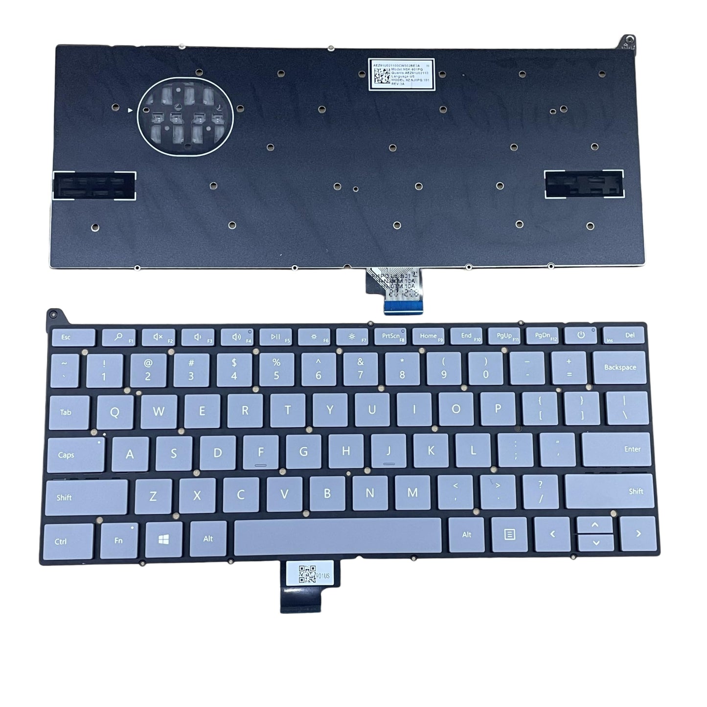 YIJIATech New Keyboard US Layout for Microsoft Surface Laptop GO1/2 2013 1943 1963 Gray Frameless Laptop Keyboard Without Backlight
