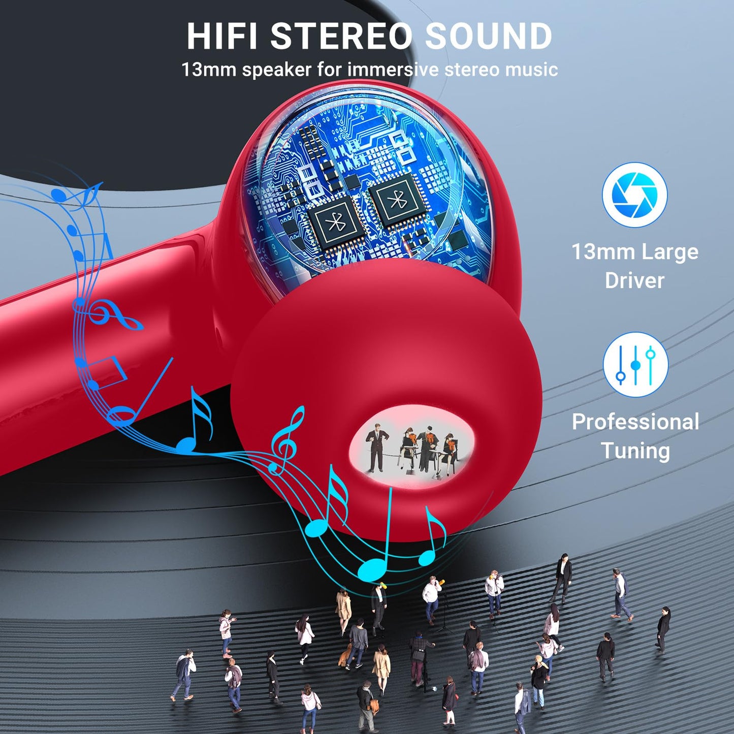 Wireless Earbuds, 2024 Wireless Headphones HiFi Stereo Earphones with 4 ENC Noise Canceling Mic, 42Hs Playtime In Ear Earbud, Bluetooth 5.3 Sport