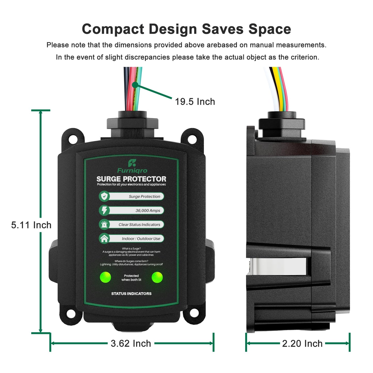 Furniqro FHSPD36S Whole House Surge Protector for 36,000 Amps, Ultimate Surge Protection, Whole Home Surge Protector, Indoor/Outdoor Use, 120/240V