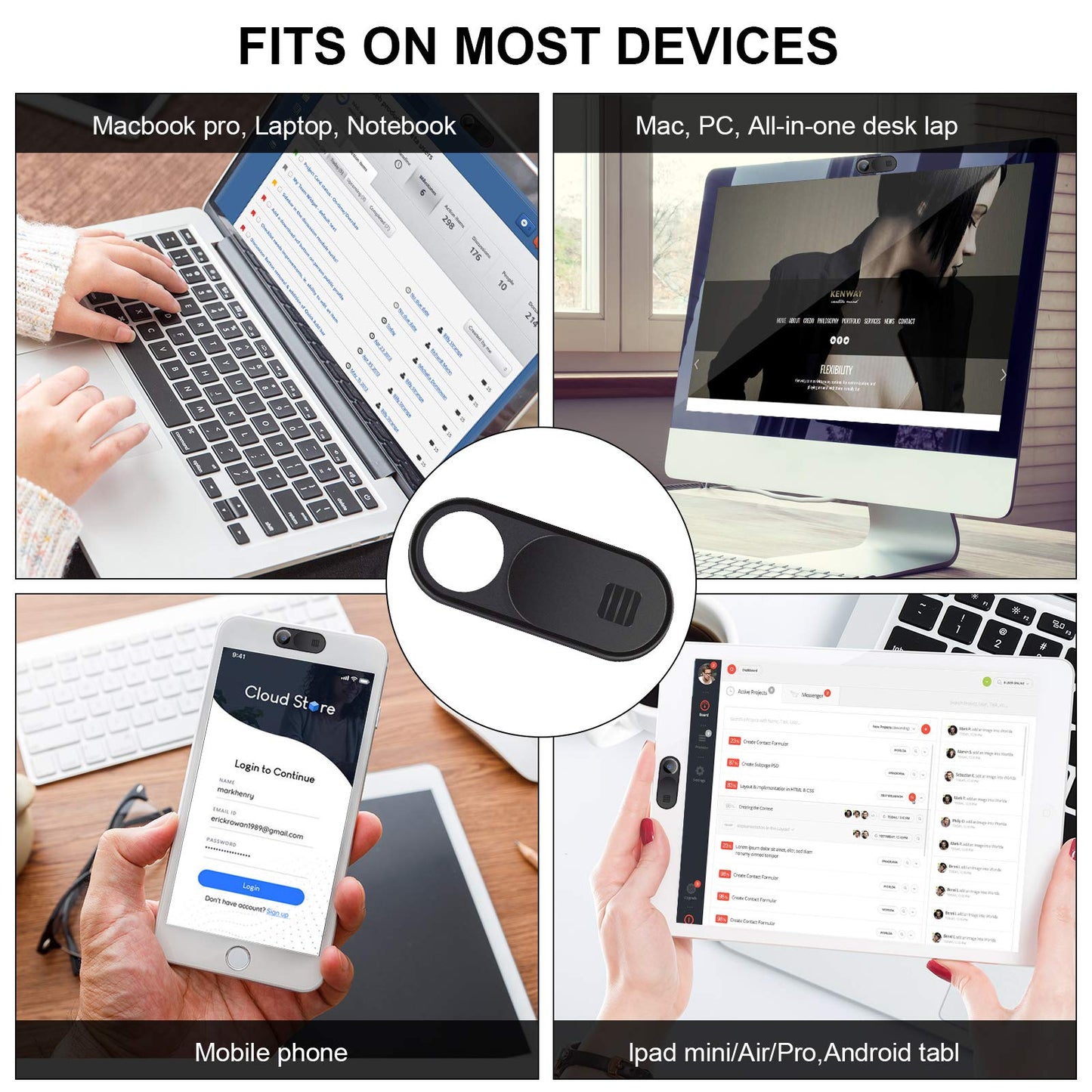 Natipo Laptop Camera Cover Slide, 2.0 Ultra-Thin Webcam Cover Slide Compatible for Laptop Table Apple MacBook iPad Pro iMac Cell Phone,Camera Cover