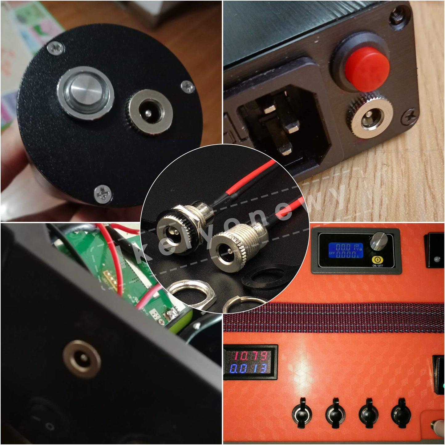 lkelyonewy 5.5 x 2.1 mm DC Power Jack Socket Threaded Female Panel Mount Connector Adapter with Dustproof Plug 6Pack