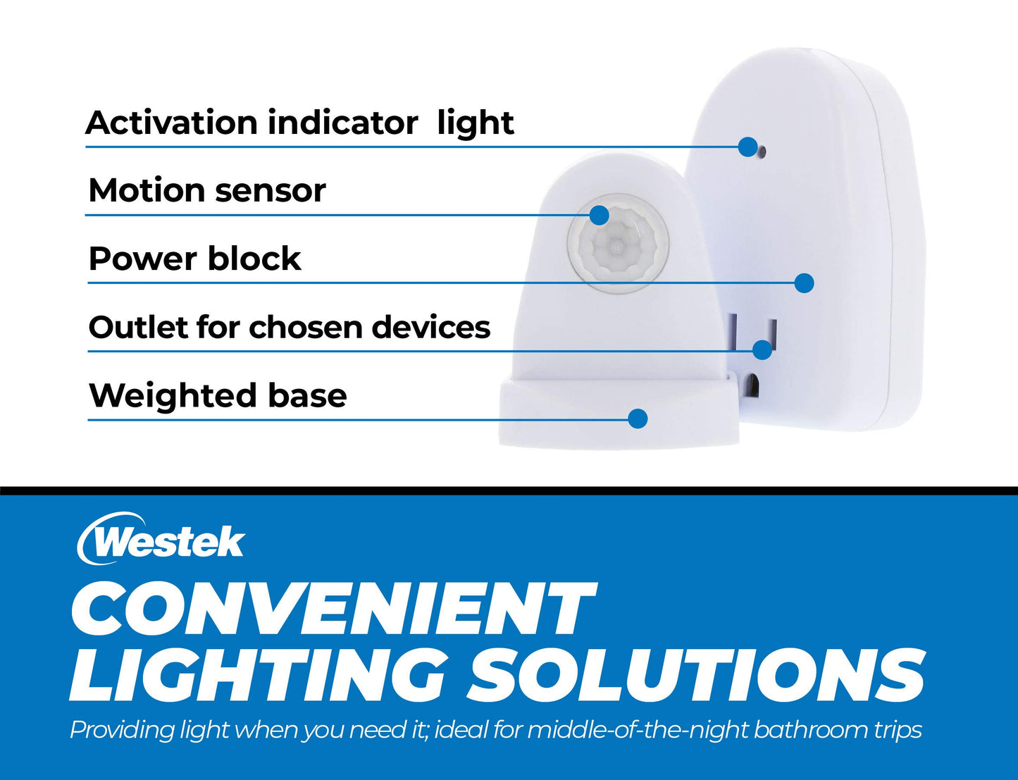 Westek MLC12BC-4 Indoor Plug-in Corded Motion Activated Light Control, Single, White