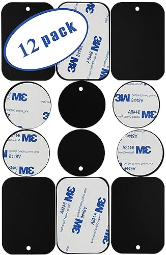 Great 1 Universal Metal Plates with 3M Adhesive for All Magnetic Car Mounts, Cell Phone, Tablet Holder, Cradle-Less, Air Vent Mount, 6 Rectangular, 6
