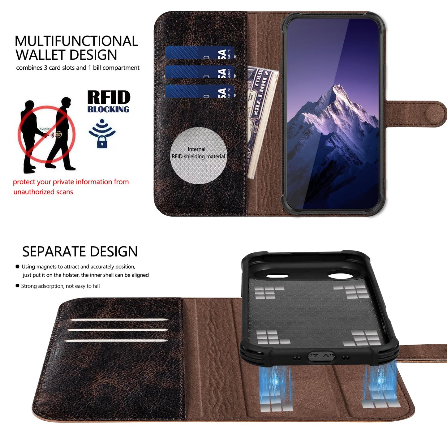 RMAWRAD Leather Case Compatible with iPhone 17 Air Wallet 6.5"