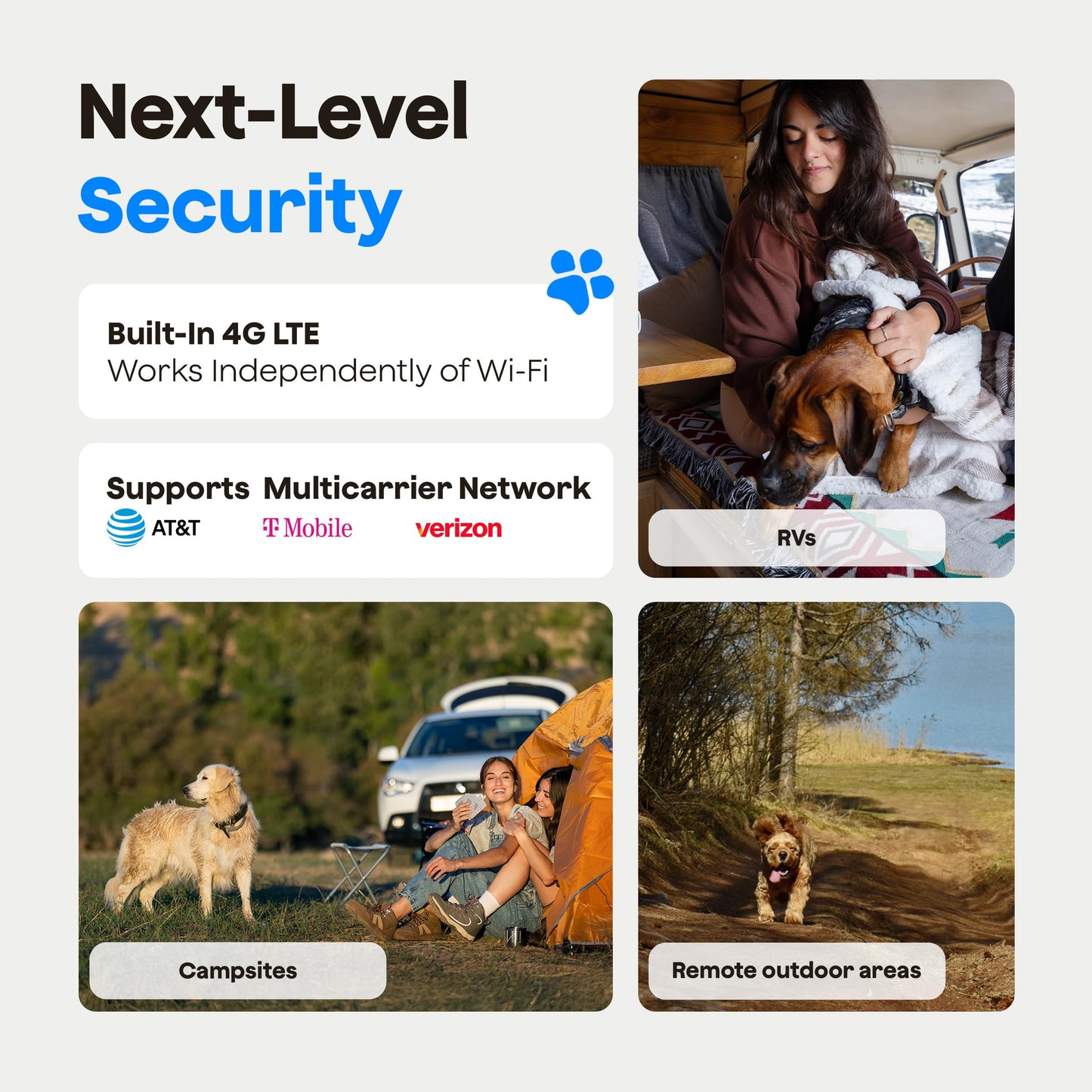 Waggle Pack of 2 4G LTE Security Camera for RV, No Wi-Fi Needed, 2K HD, 300° Pan, 9000mAh Battery, PIR & AI Human Detection, Siren Alarm