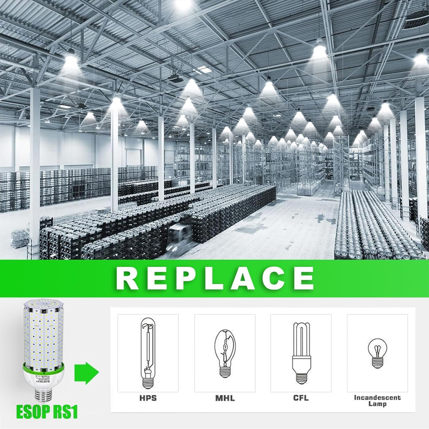 1000W Equivalent LED Light Bulb 15000 Lumen 5000K 150W Large Area Cool Daylight White E26/E39 Medium Base for Outdoor Indoor Garage Warehouse Factory