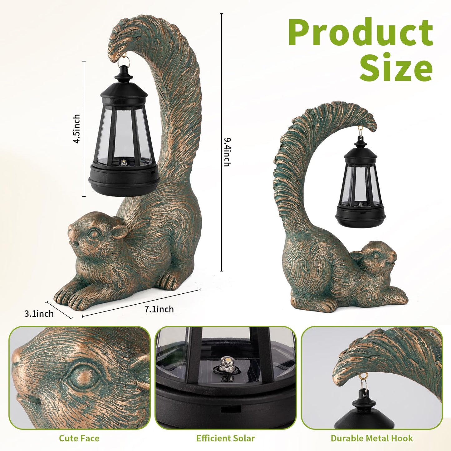 RS FURISON Solar Garden Statues Decor Squirrel with LED Lantern ,Outside Solar Squirrel Decor for Garden,Home,Lawn,Yard, Balcony Ornament- Unique