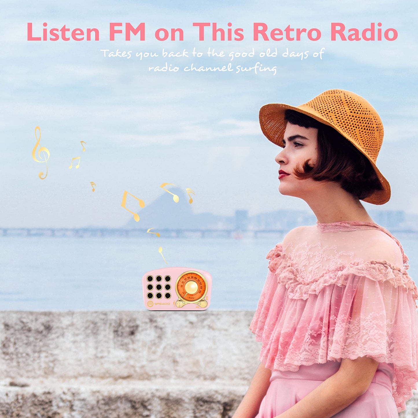 Retro Bluetooth Speaker, Vintage Radio-Greadio FM Radio with Old Fashioned Classic Style, Strong Bass Enhancement, Loud Volume, Bluetooth 5.0 Wireless