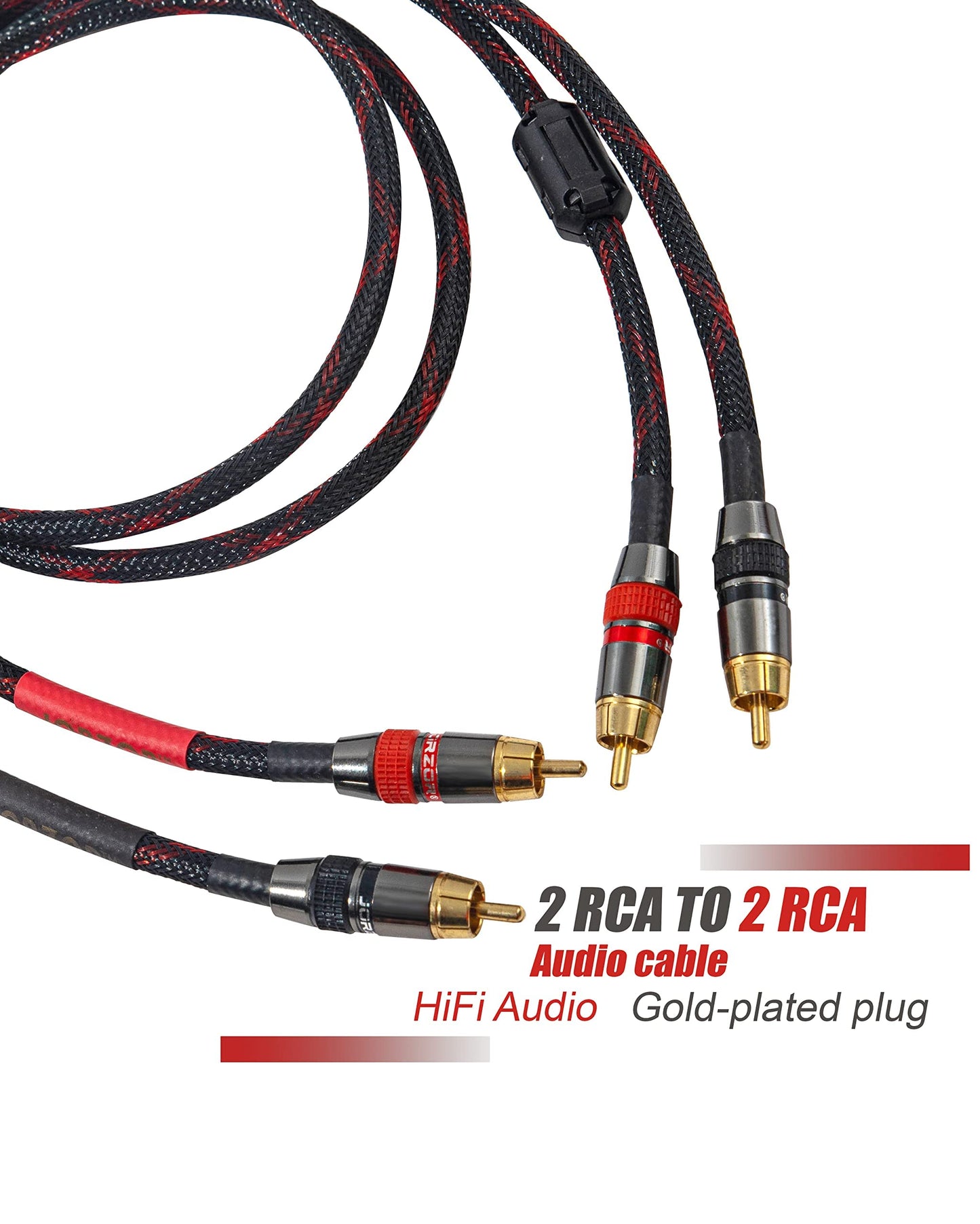 JORZOR RCA Cable, 2RCA Male to 2RCA Male Stereo Audio Cables ?Hi-Fi Sound? Braided RCA Stereo Cable for Home Theater, HDTV, Amplifiers, Hi-Fi Systems