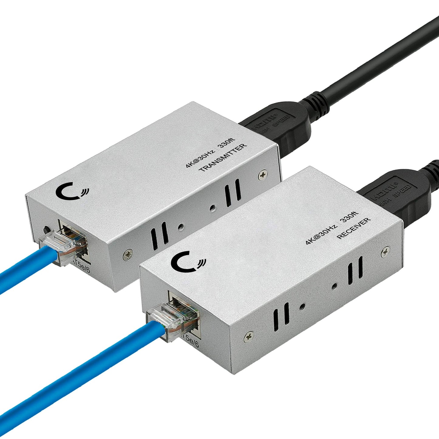 Expert Connect ET4K100M 4K@30Hz HDMI 1.4 Extender Over Cat5e/Cat6/Cat7 - 330 ft (100 m), HDCP 1.4, with Loop-Out, IR Pass-Through & Surge Protection