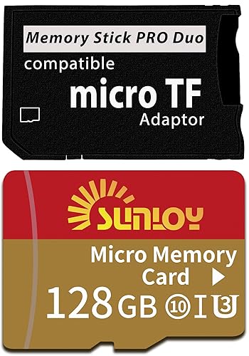 PSP Memory Stick Adapter with 128GB Micro SD Card, Micro SD/SDHC/SDXC to Memory Stick PRO Duo MagicGate Card Compatible with PlayStation Portable