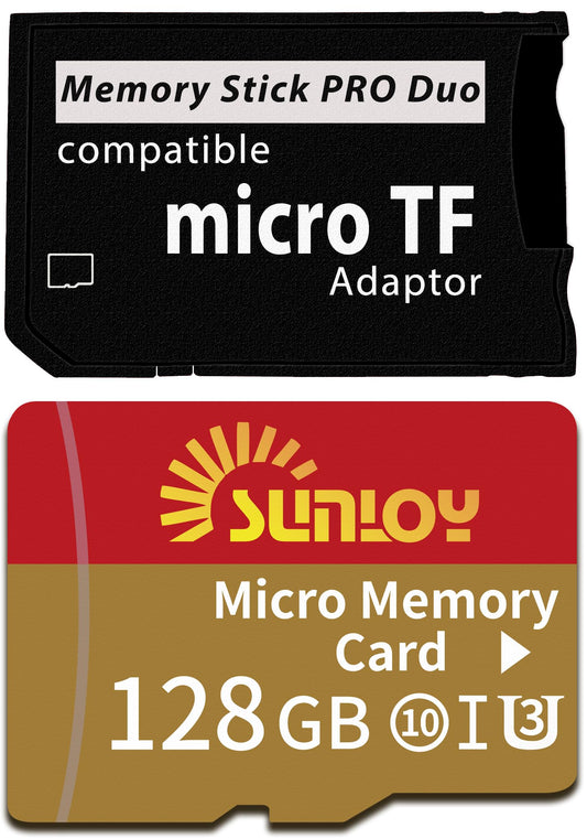 PSP Memory Stick Adapter with 128GB Micro SD Card, Micro SD/SDHC/SDXC to Memory Stick PRO Duo MagicGate Card Compatible with PlayStation Portable